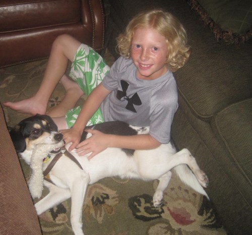 Aden with Uncle Jon's dog, Ranger