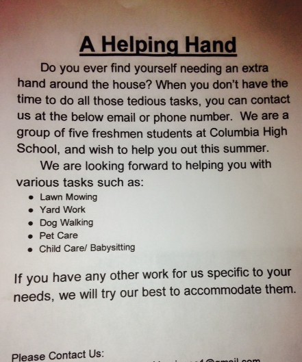 helping hand flyer on carpoolcandy.com