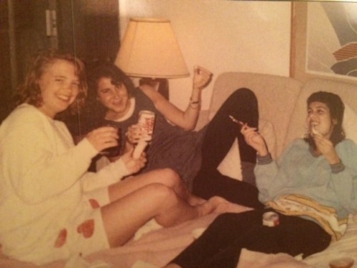 Giggling with my girls circa 1985